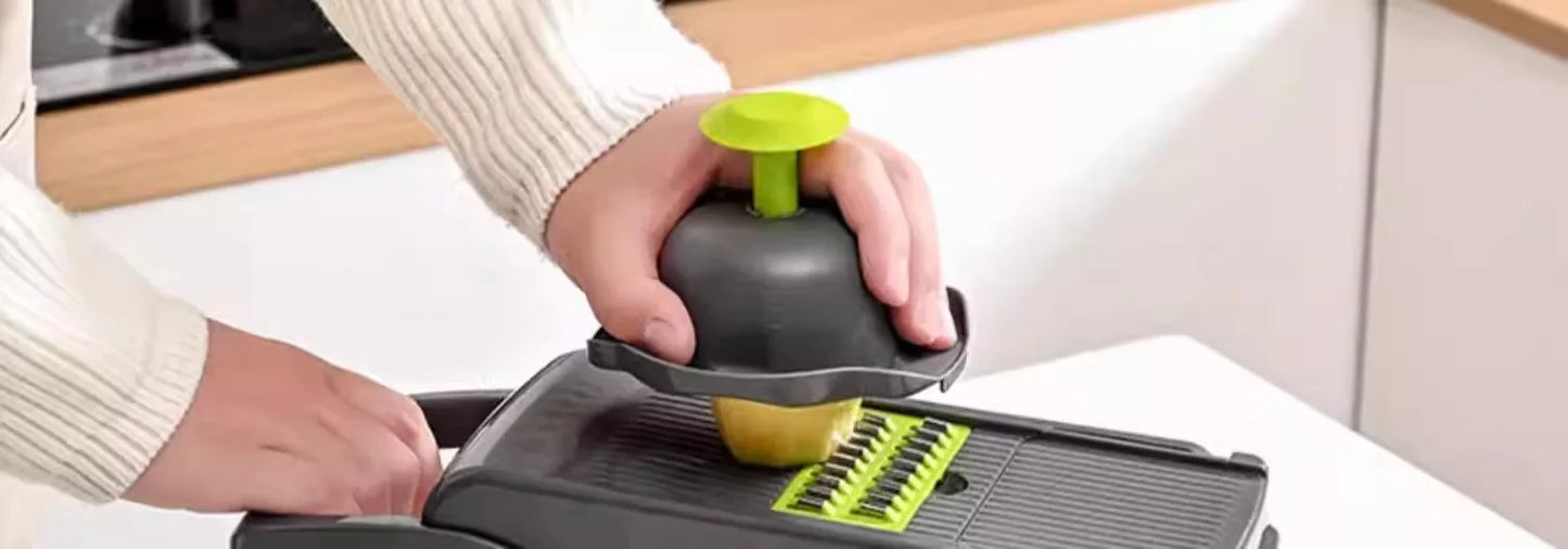 16-in-1 Vegetable Chopper, Slicer, Dicer & Grater with Container & Safety Guard