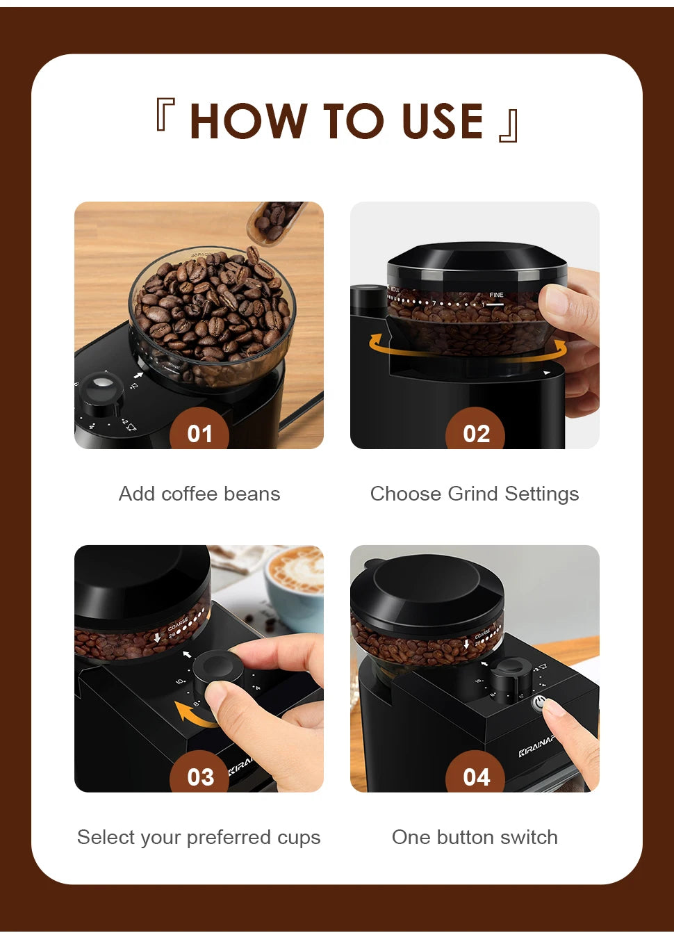 Automatic Burr Coffee Grinder – 28 Adjustable Settings for Espresso, French Press & Drip