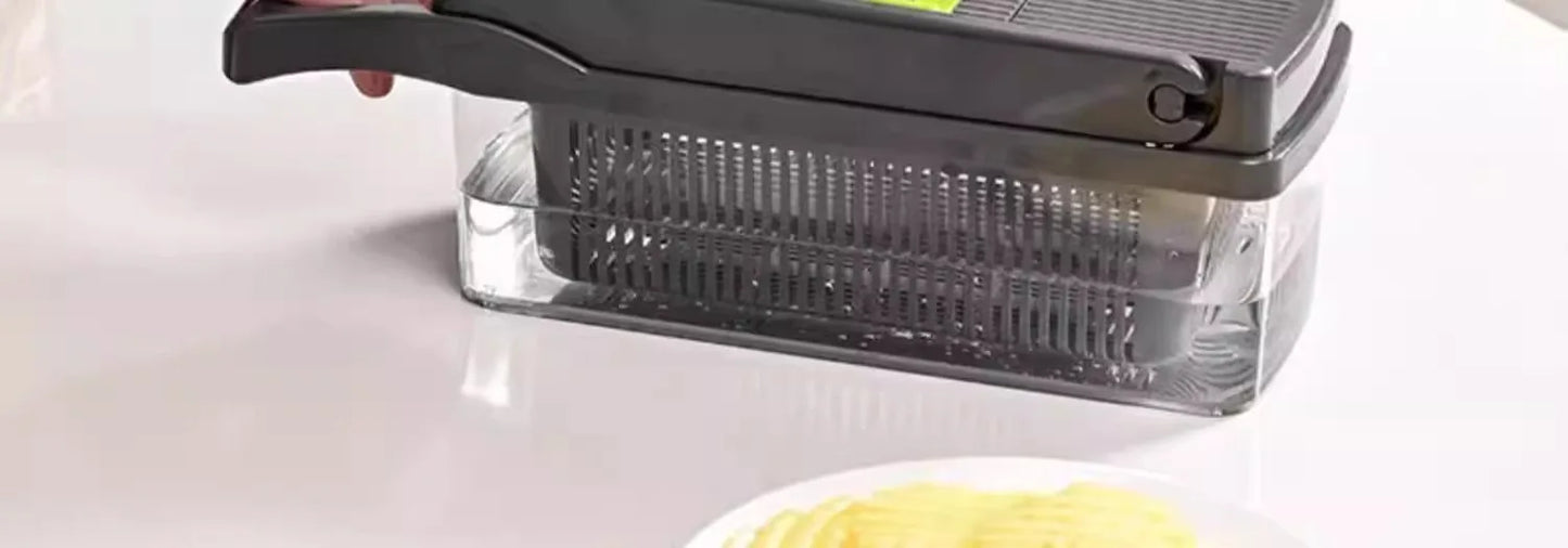16-in-1 Vegetable Chopper, Slicer, Dicer & Grater with Container & Safety Guard
