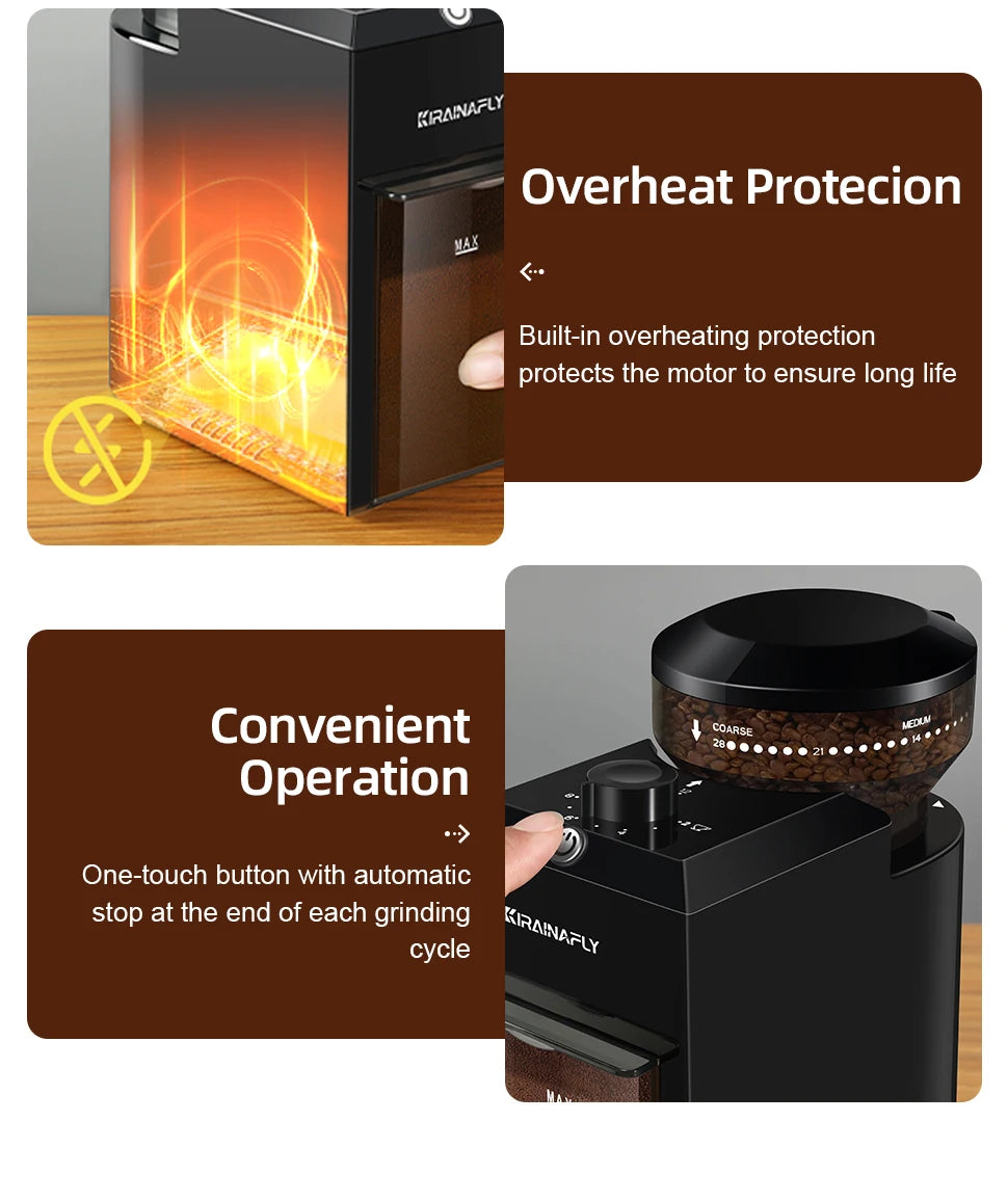 Automatic Burr Coffee Grinder – 28 Adjustable Settings for Espresso, French Press & Drip