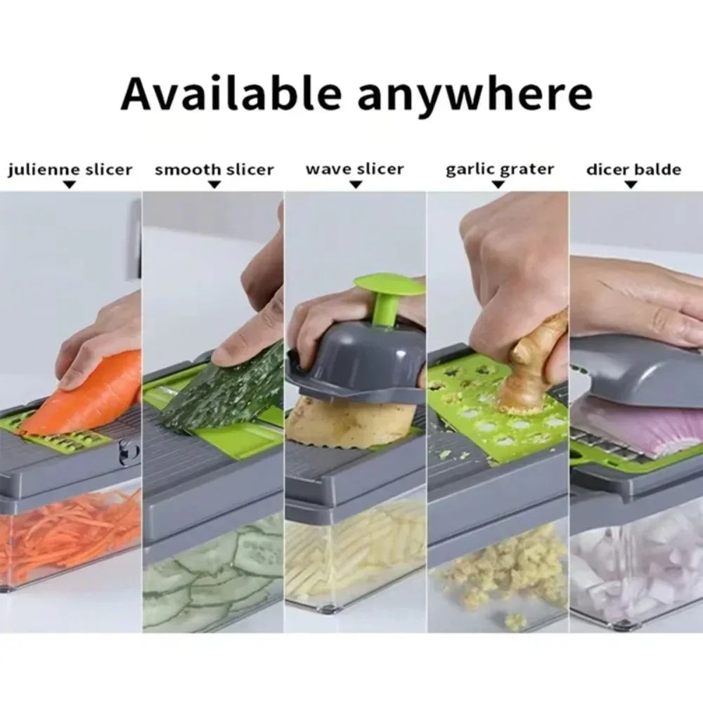 16-in-1 Vegetable Chopper, Slicer, Dicer & Grater with Container & Safety Guard